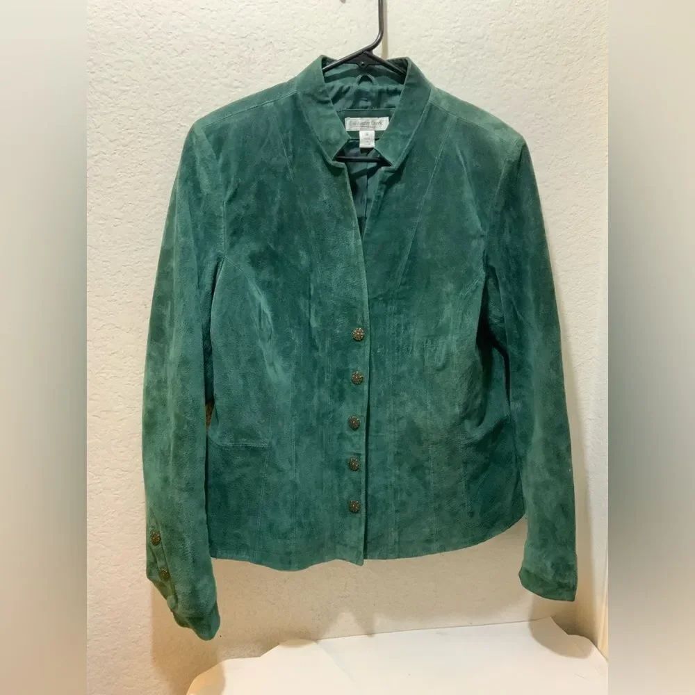 Coldwater Creek Suede Leather Green Jacket Size M T3